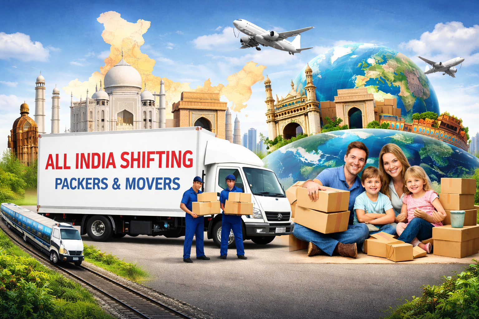 All India packers and movers truck shifting household goods safely